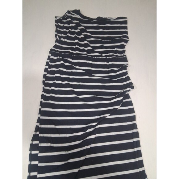 Cupshe Simply Me Striped Midi Dress Cinch Waist Large White Navy Beachwear - Picture 6 of 6
